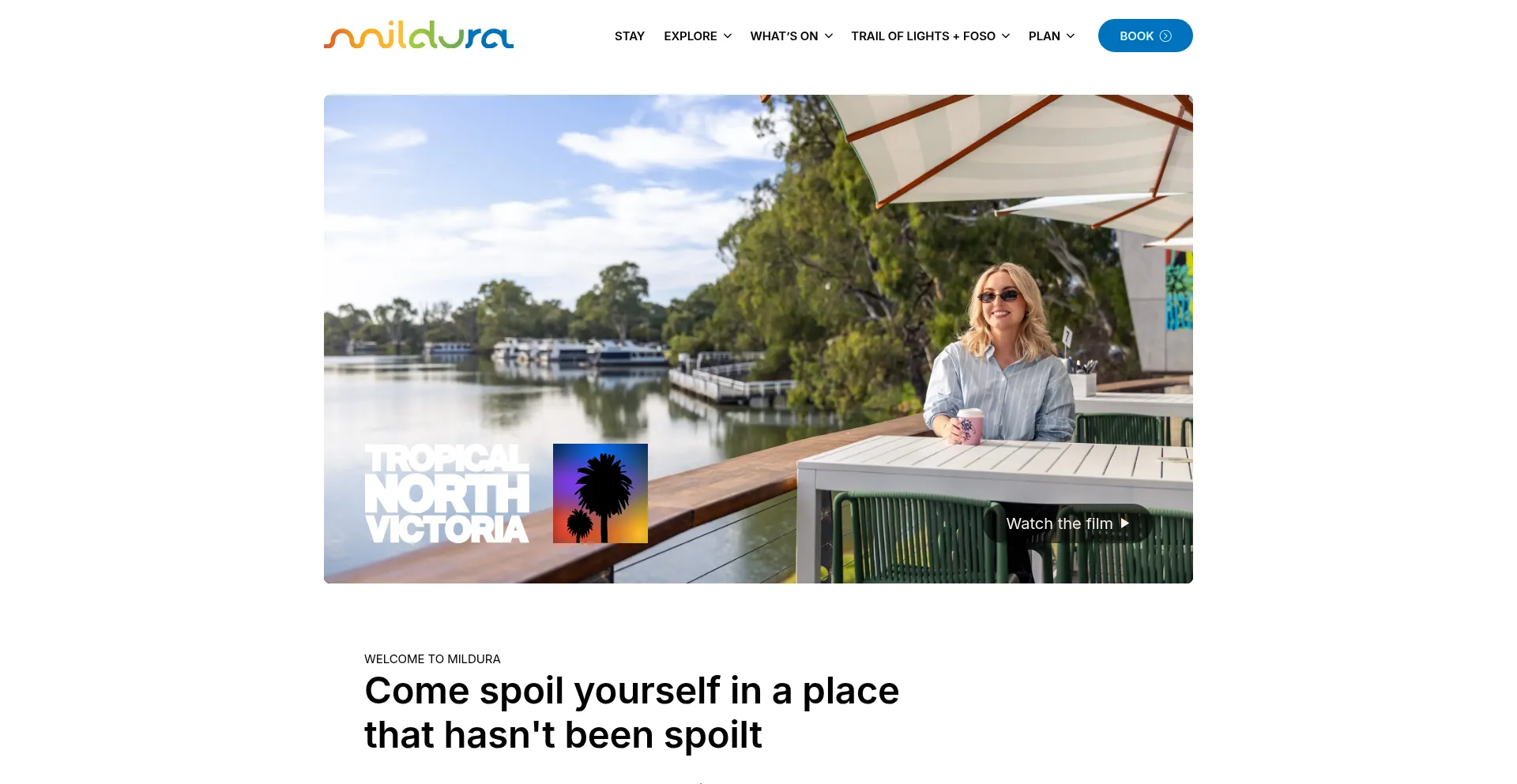 Website screenshot of Mildura.com