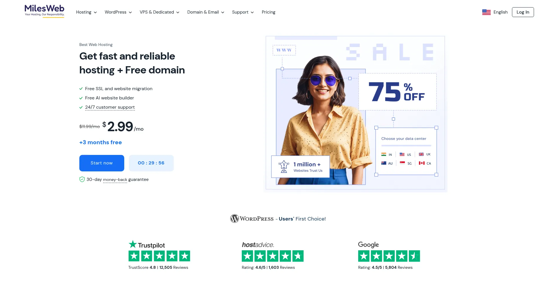 Milesweb.com Screenshot