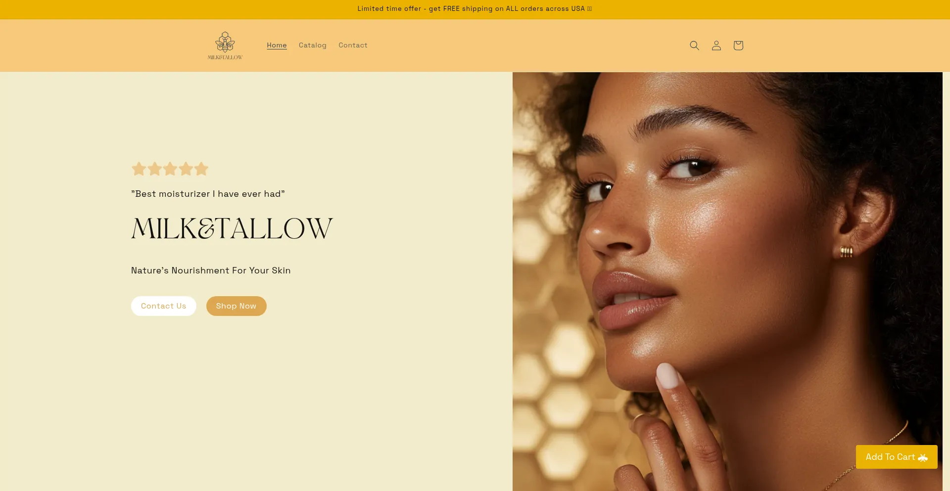 Website screenshot of Milkandtallow.com