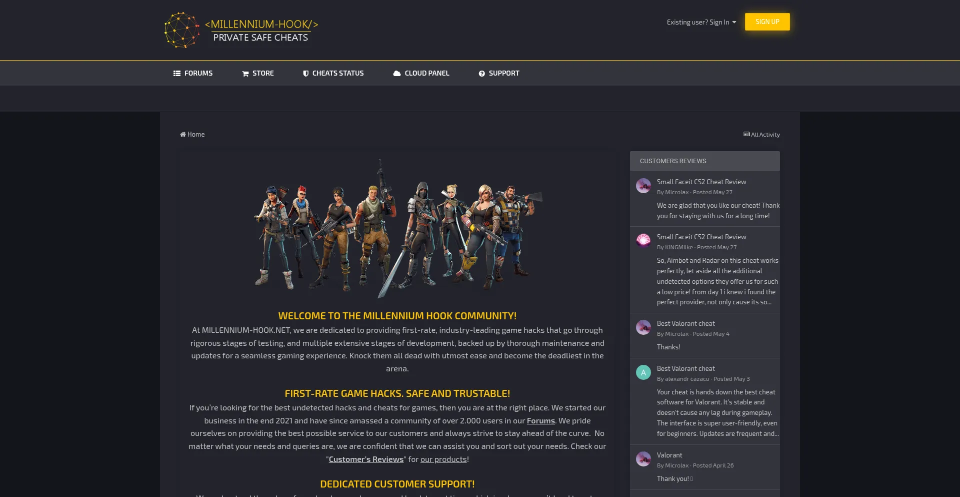 Website screenshot of Millennium-hook.net