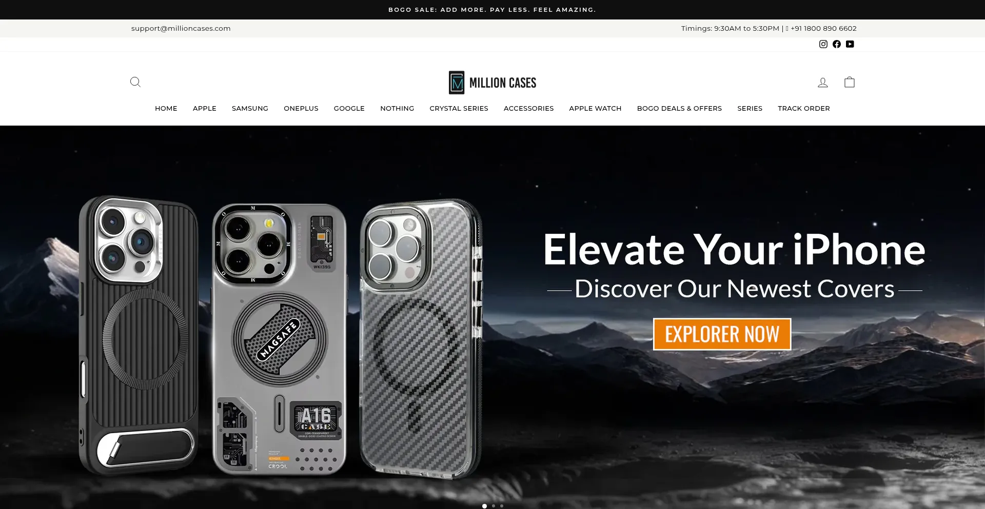 Website screenshot of Millioncases.com