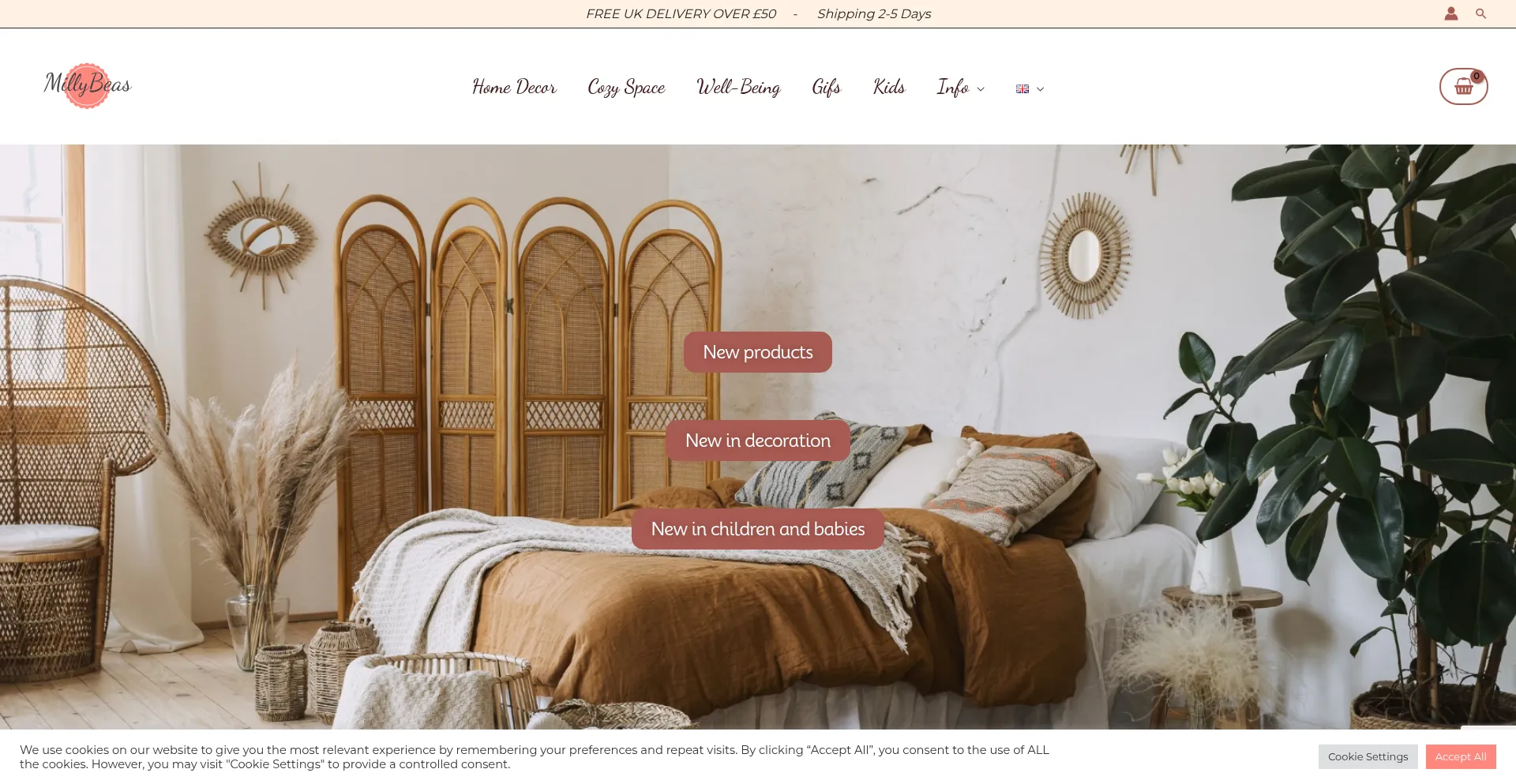 Website screenshot of Millybeas.com