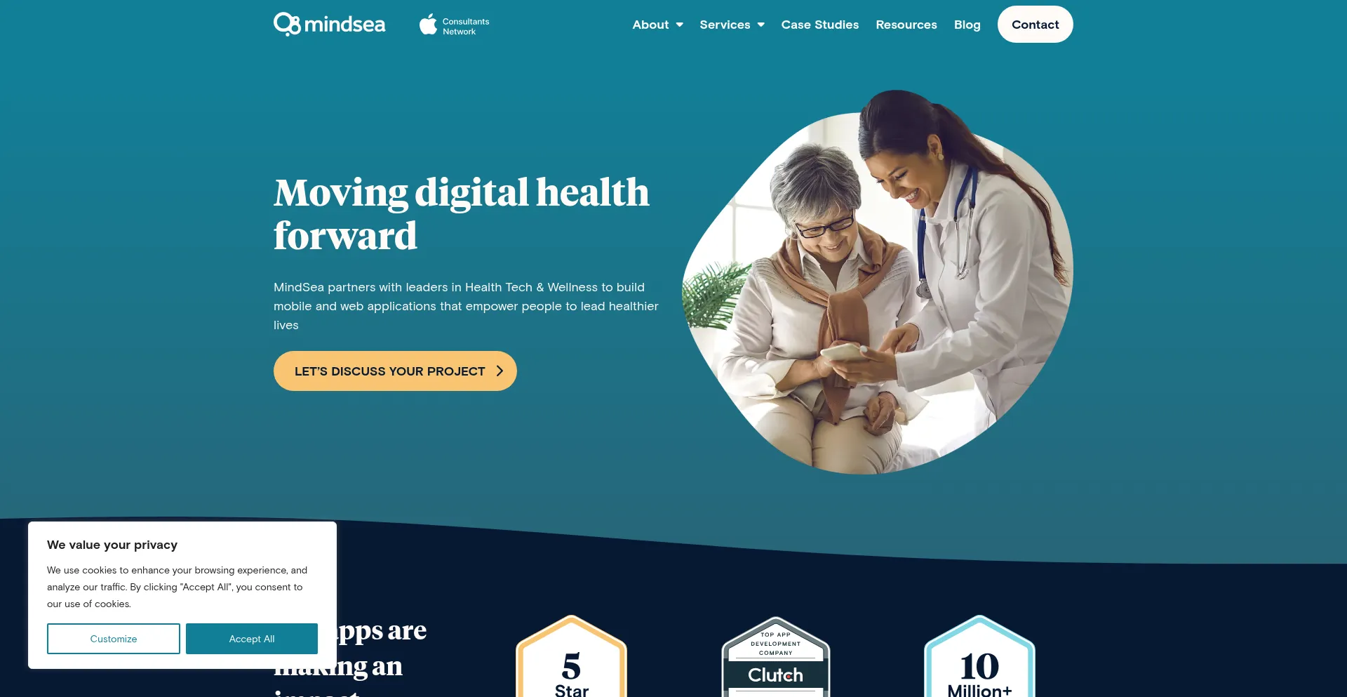 Website screenshot of Mindsea.com