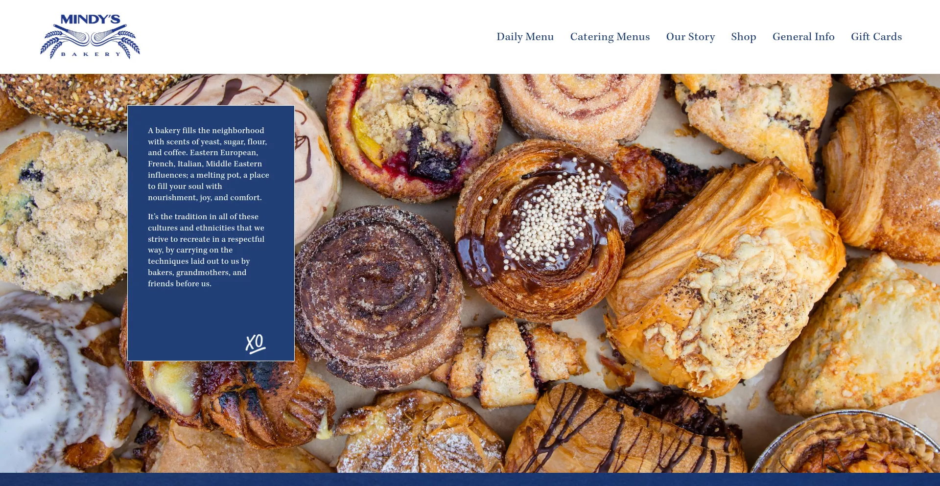 Website screenshot of Mindysbakery.com