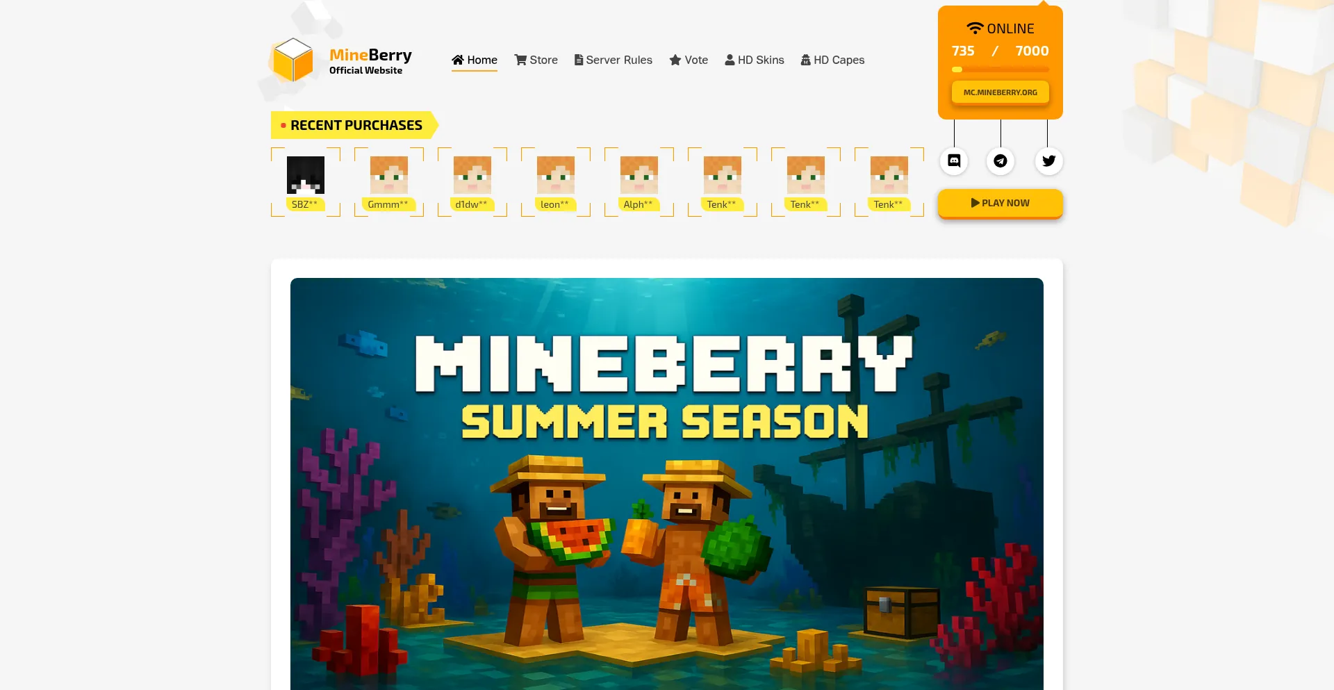 Mineberry.org Screenshot