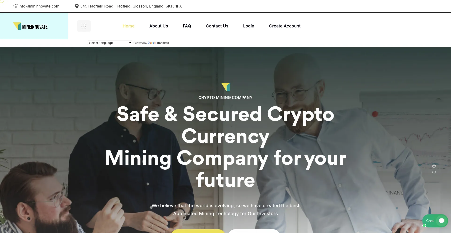 Website screenshot of Mineinnovate.com