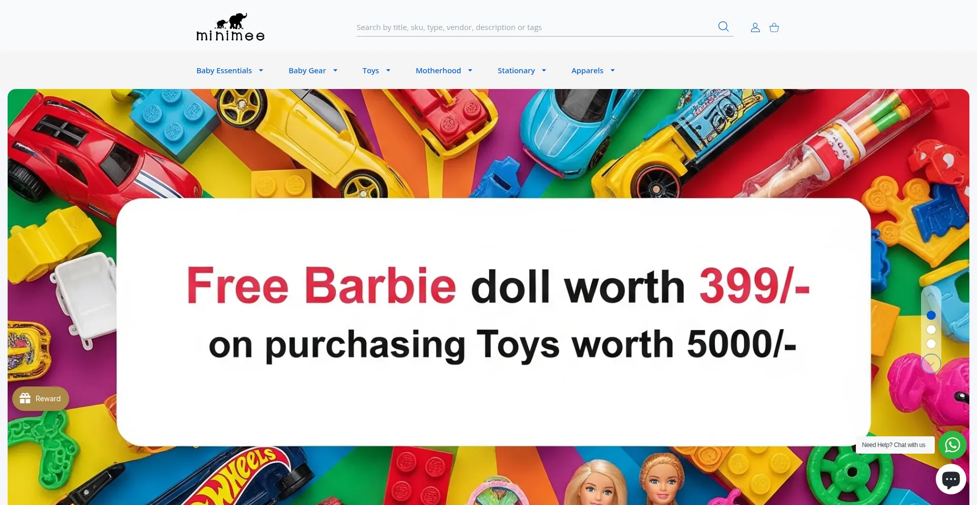 Website screenshot of Minimeekids.com