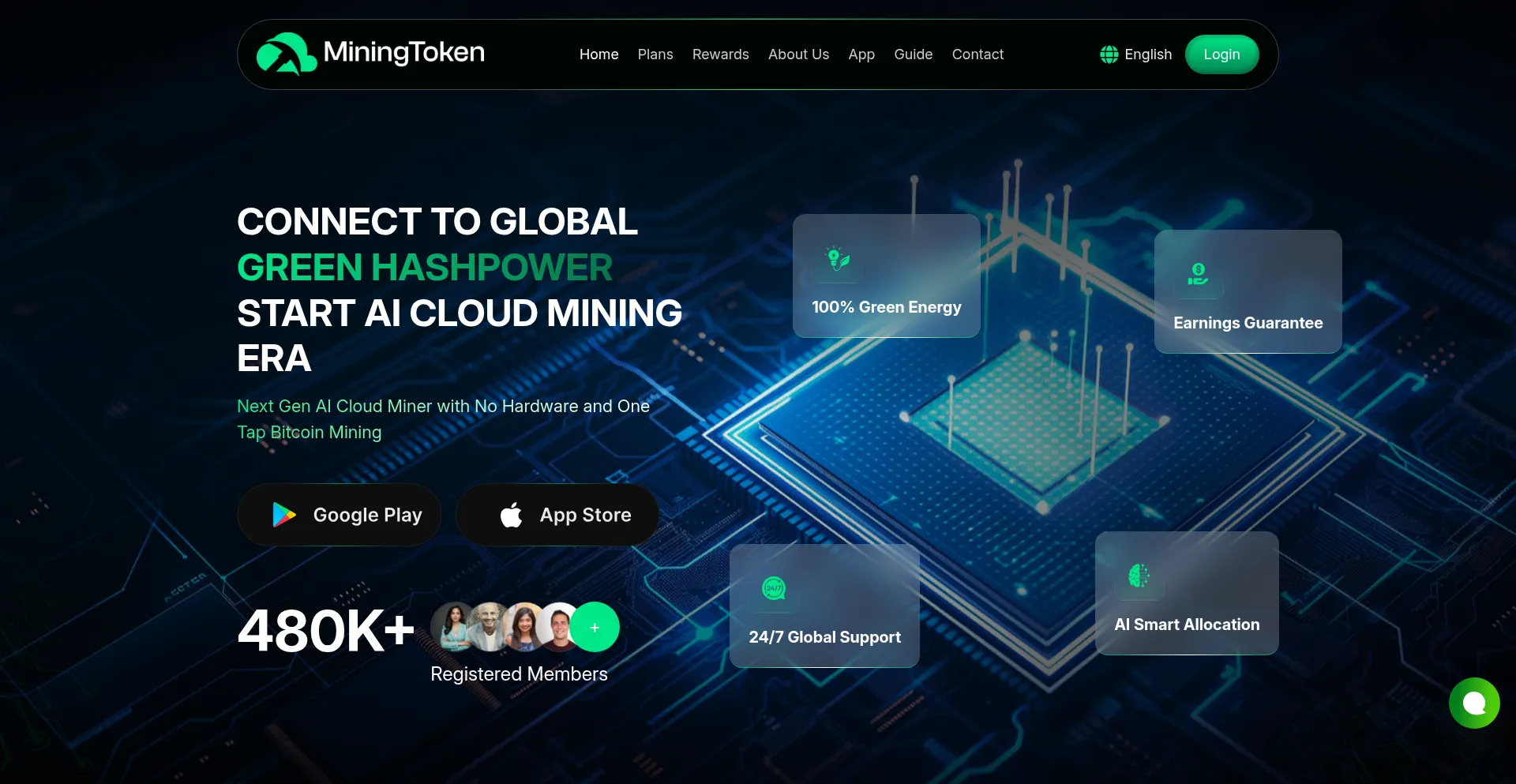 Website screenshot of Miningtoken.org