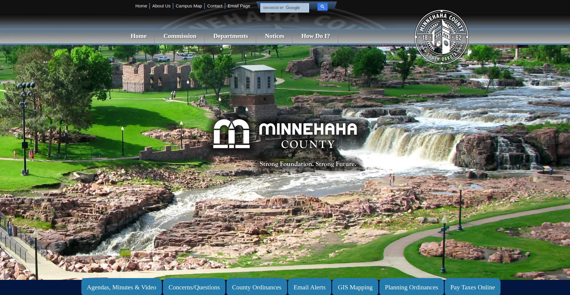 Website screenshot of Minnehahacounty.gov