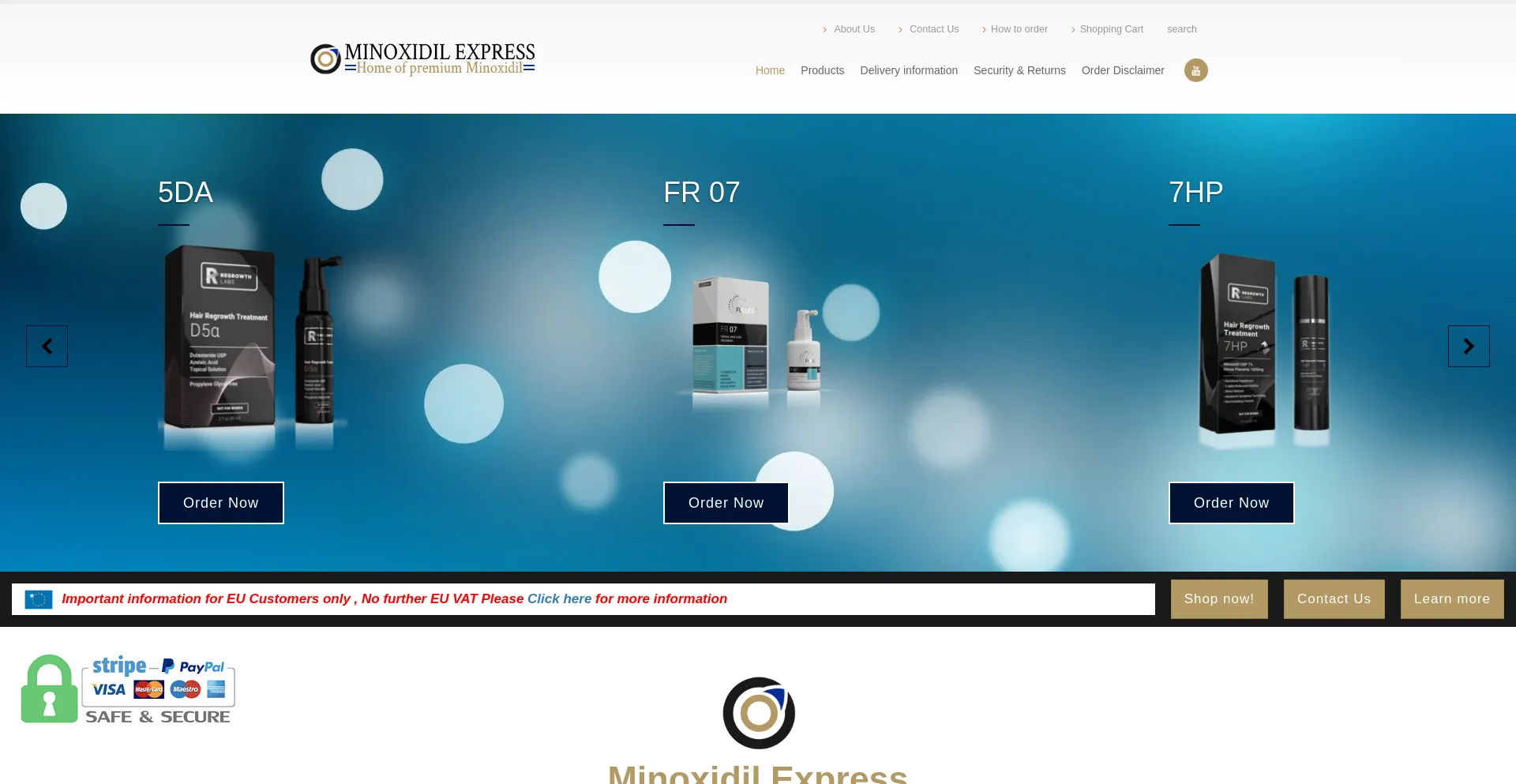 Website screenshot of Minoxidilexpress.com