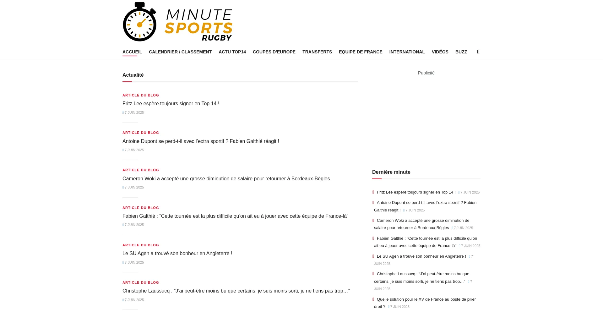 Website screenshot of Minutesports.fr