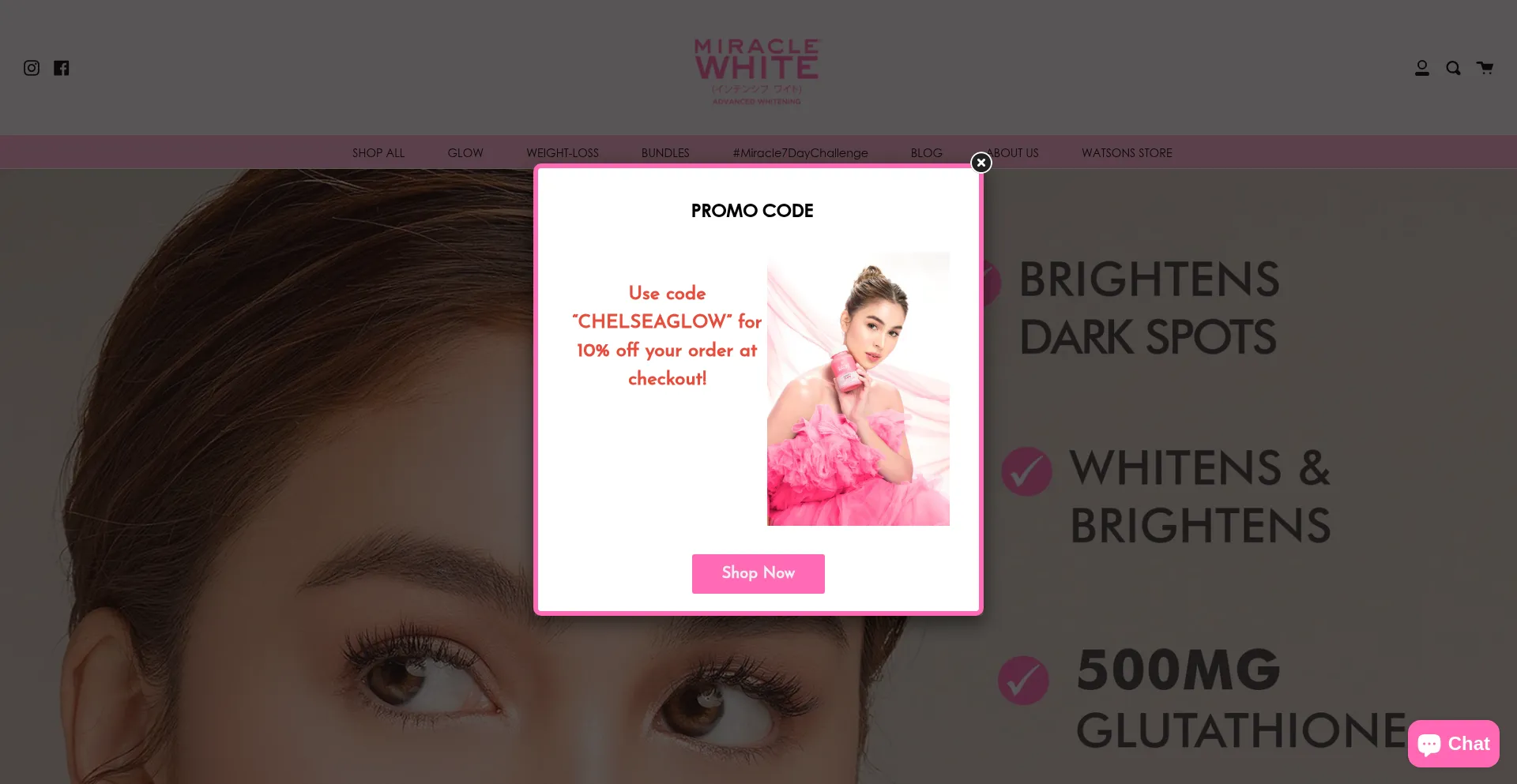 Website screenshot of Miraclewhite.com