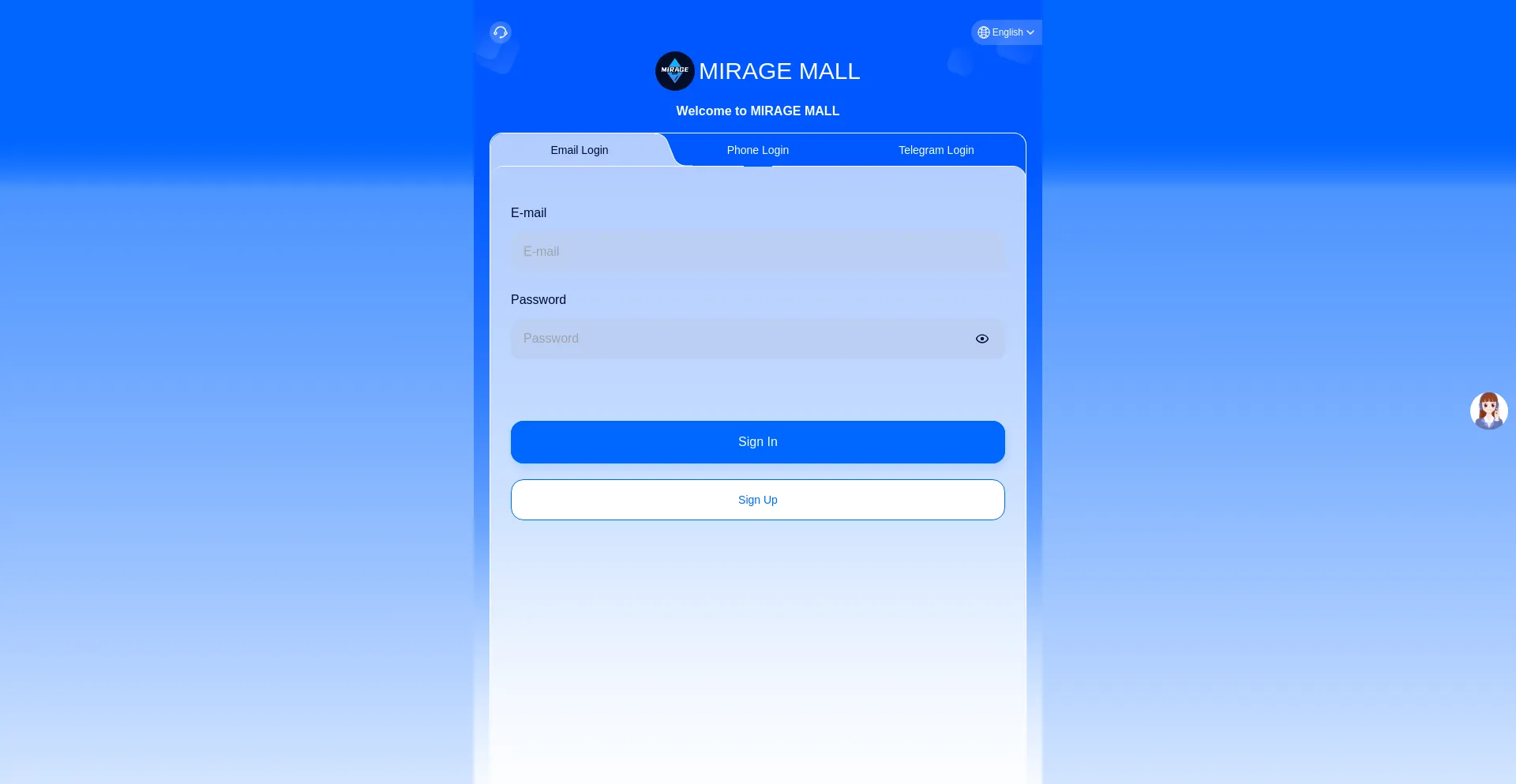 Website screenshot of Miragemall.shop