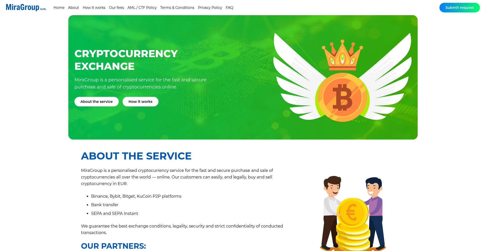 Website screenshot of Miragroupexchange.com