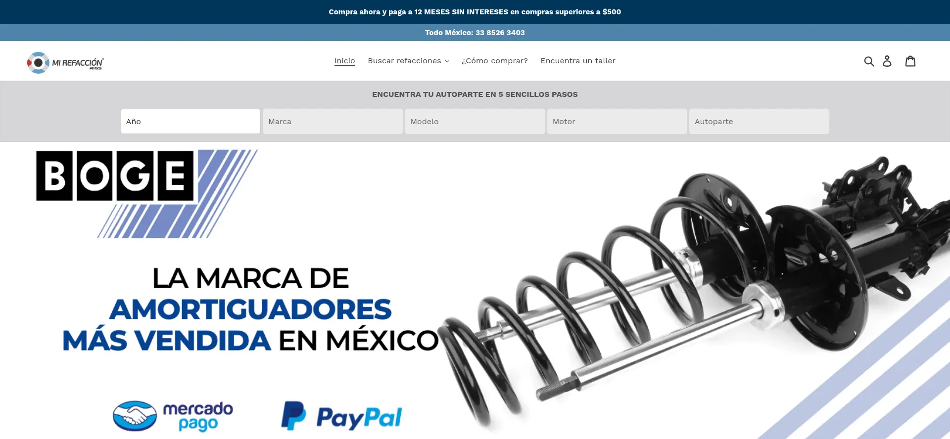 Website screenshot of Mirefaccion.com.mx