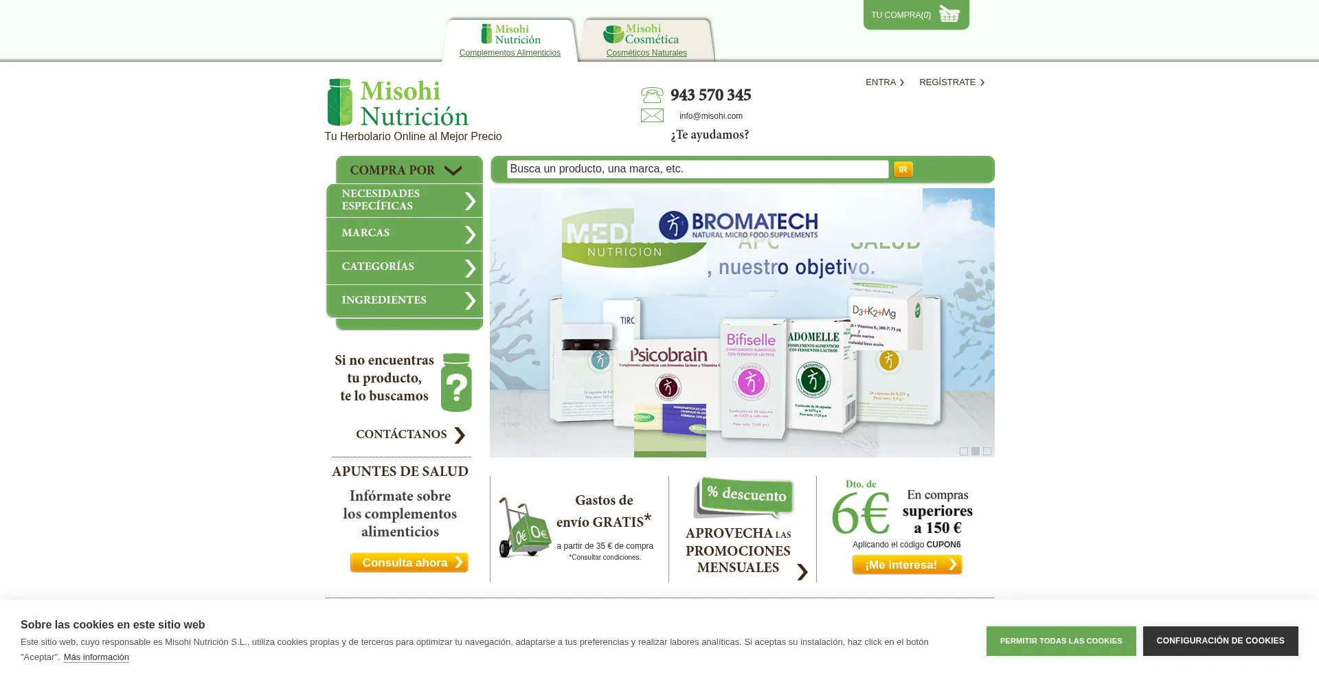 Website screenshot of Misohinutricion.com