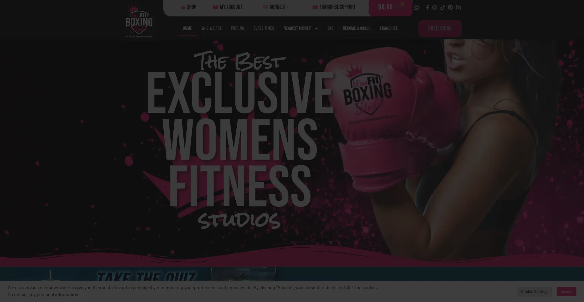 Website screenshot of Missfitboxing.com
