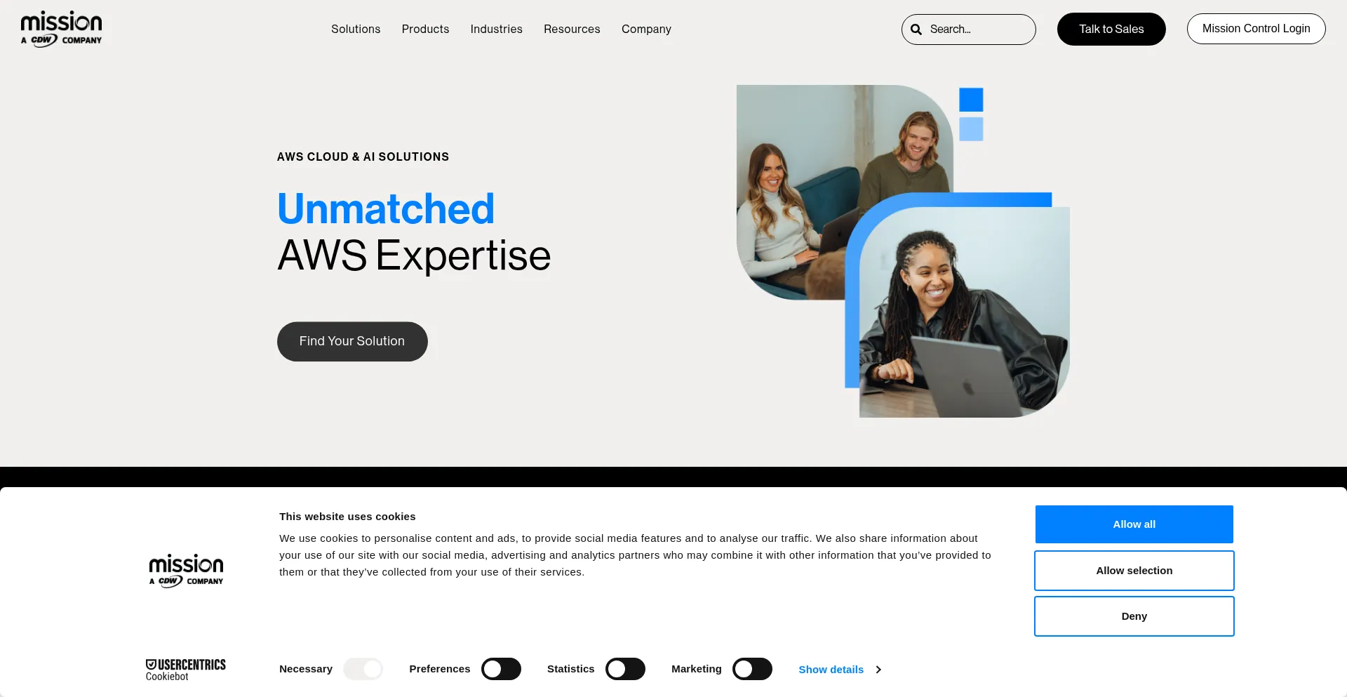 Website screenshot of Missioncloud.com