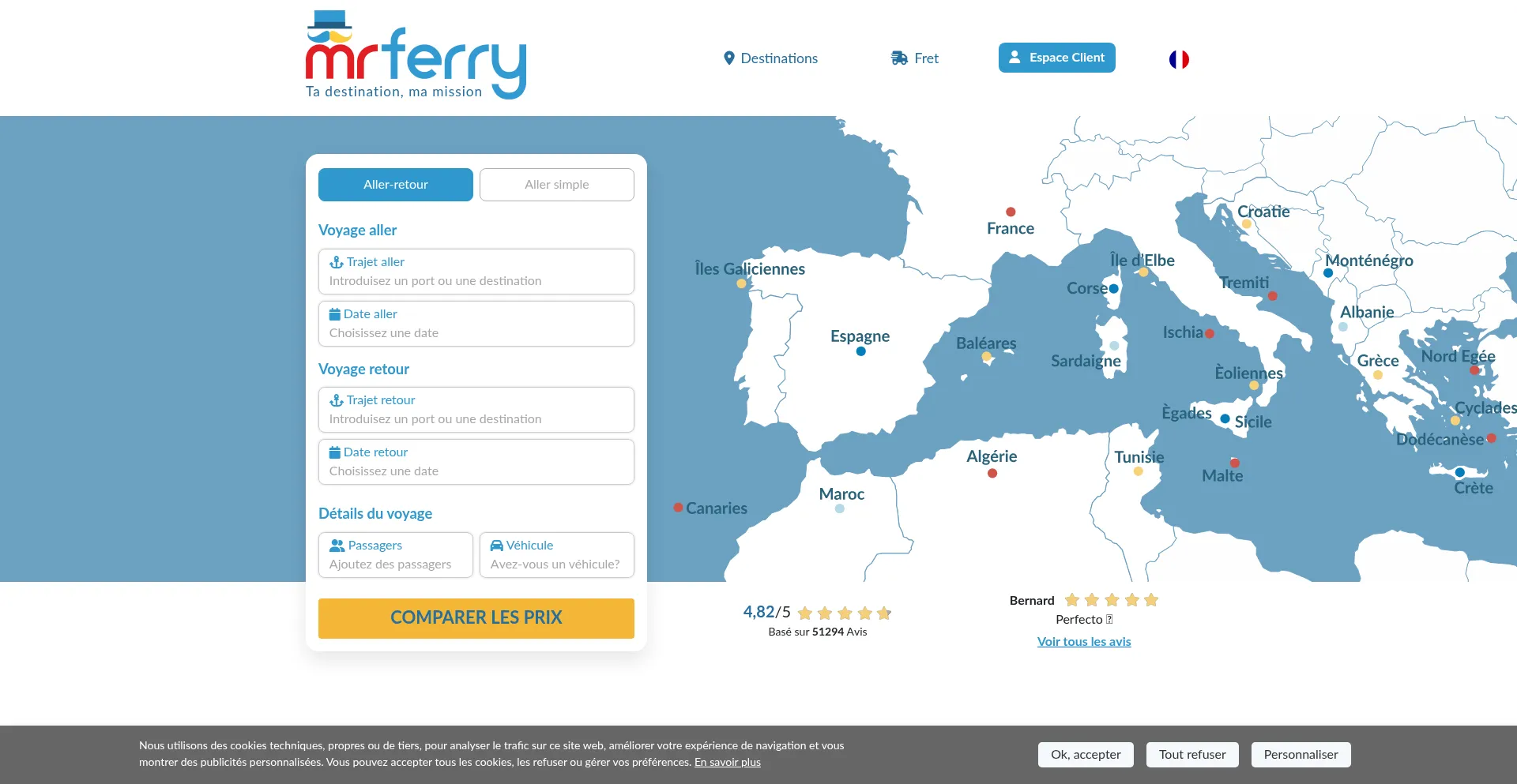 Website screenshot of Misterferry.fr