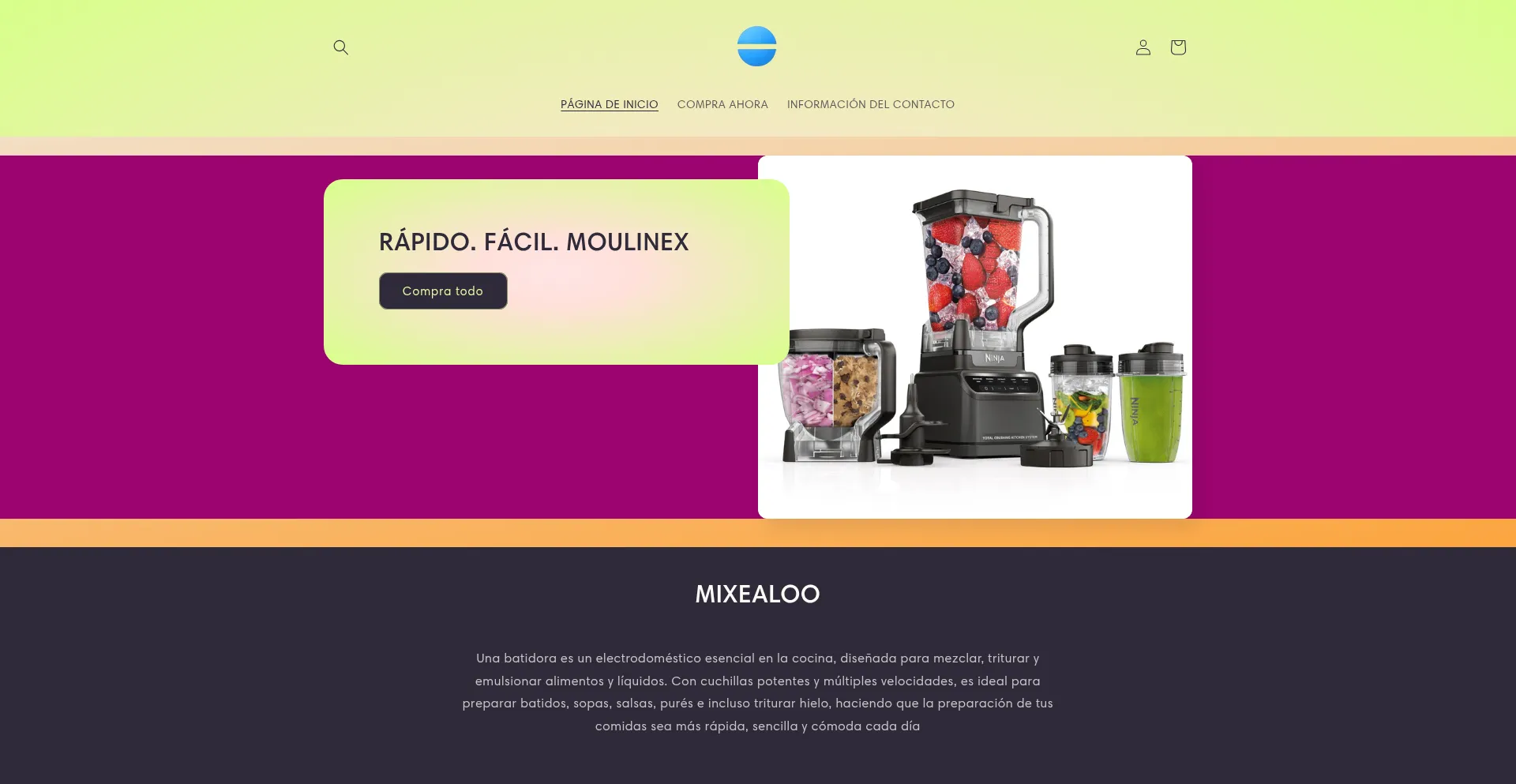 Website screenshot of Mixealoo.myshopify.com
