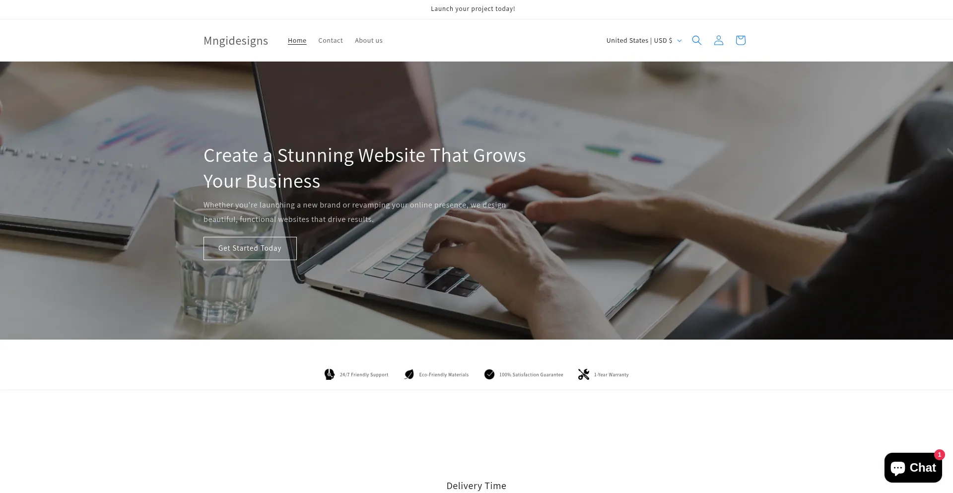Website screenshot of Mngidesigns.com