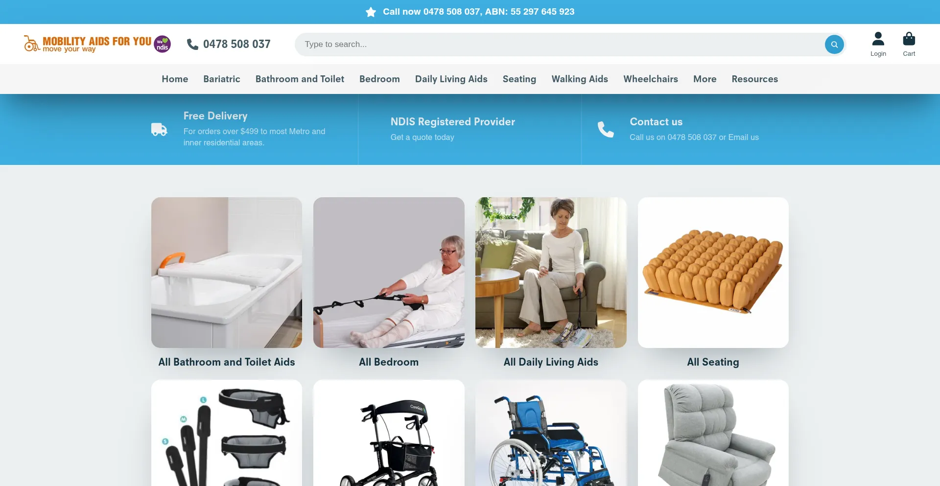 Website screenshot of Mobilityaidsforyou.com.au