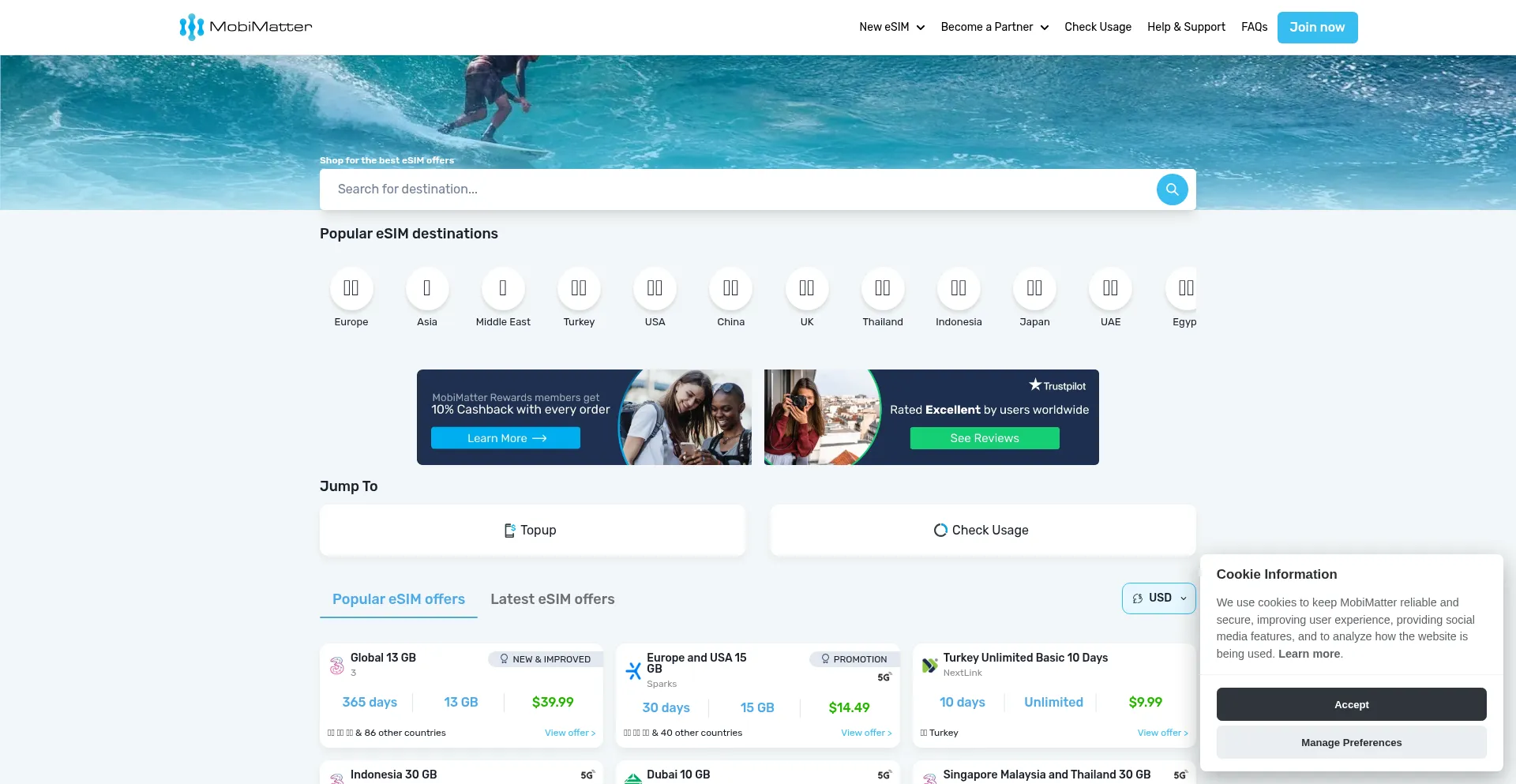 Website screenshot of Mobimatter.com