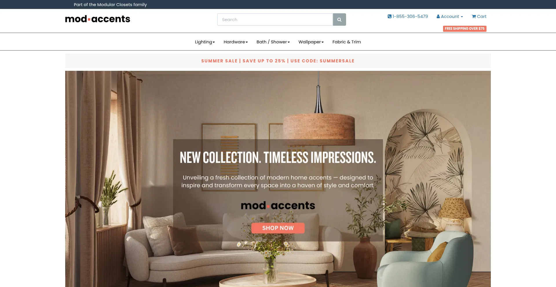 Website screenshot of Modaccents.com