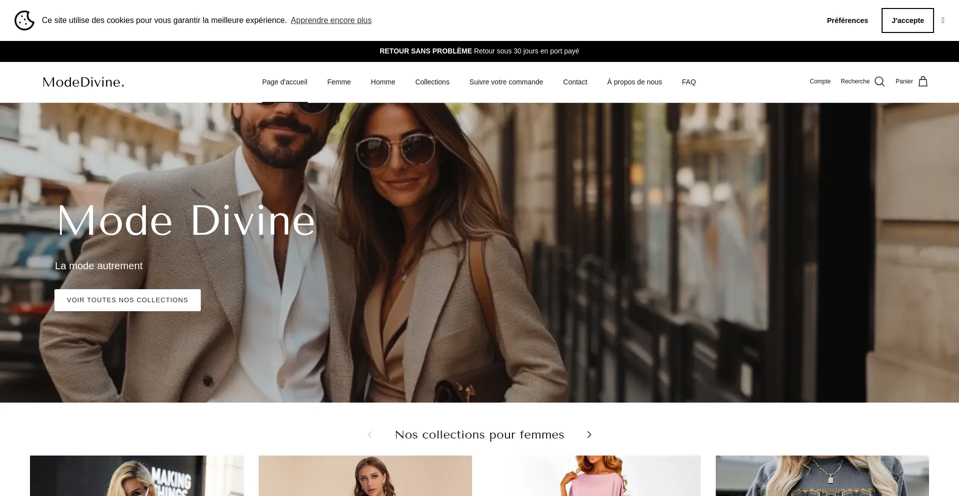 Website screenshot of Modedivine.com