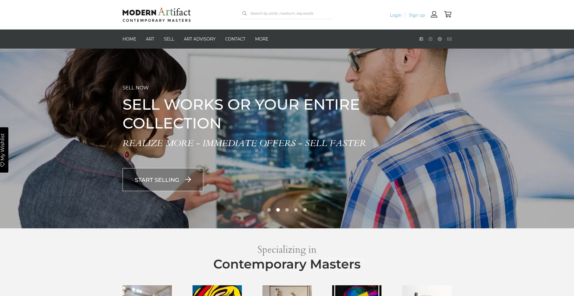Website screenshot of Modernartifact.com