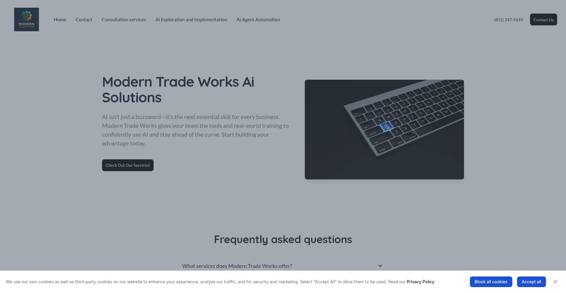 Website screenshot of Moderntradeworks.com