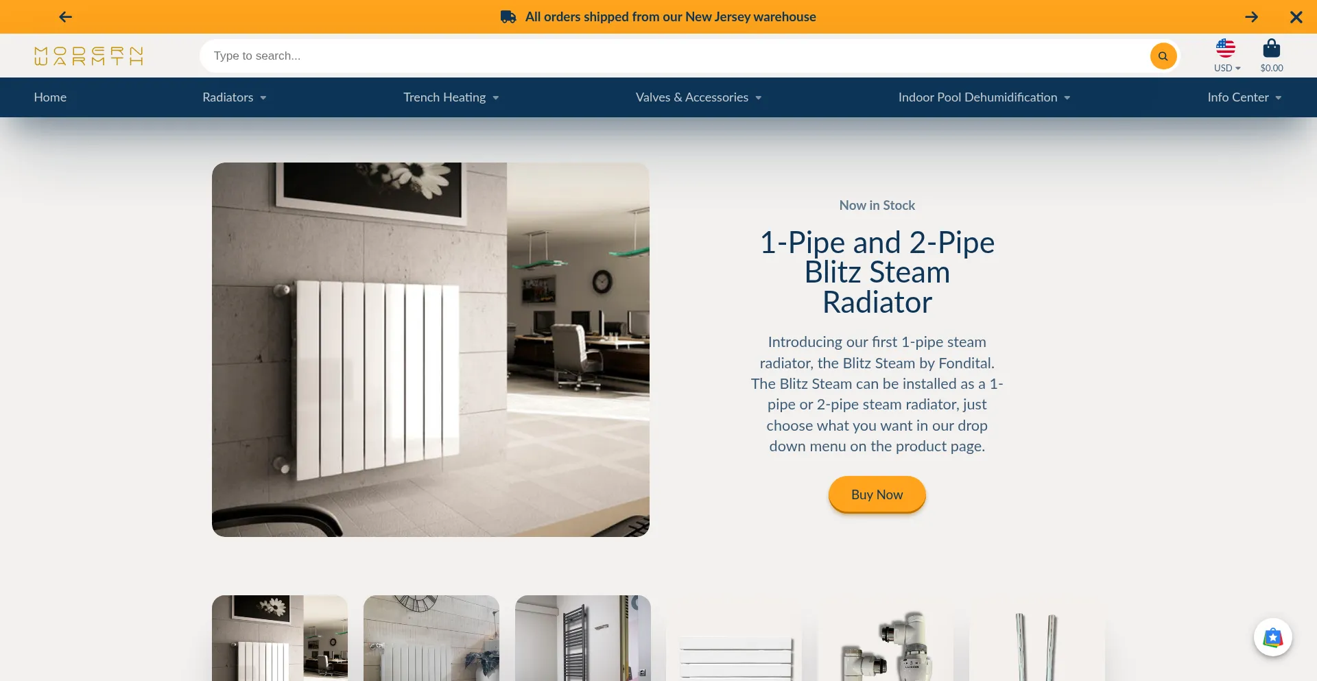 Website screenshot of Modernwarmth.com