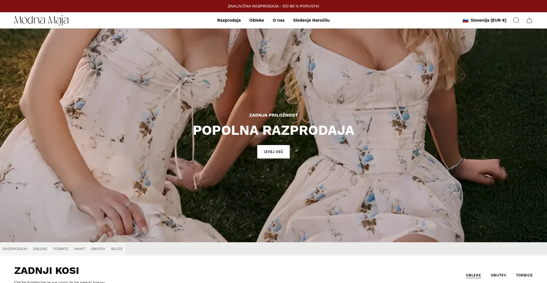 Website screenshot of Modna-maja.si