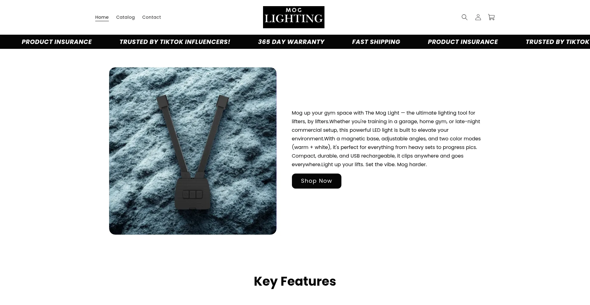 Website screenshot of Moglight.store