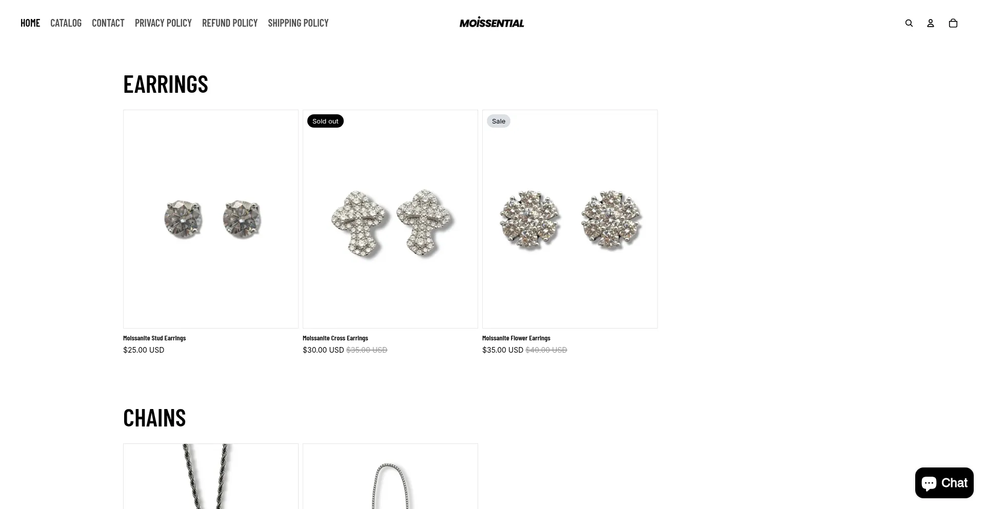 Website screenshot of Moissential.com