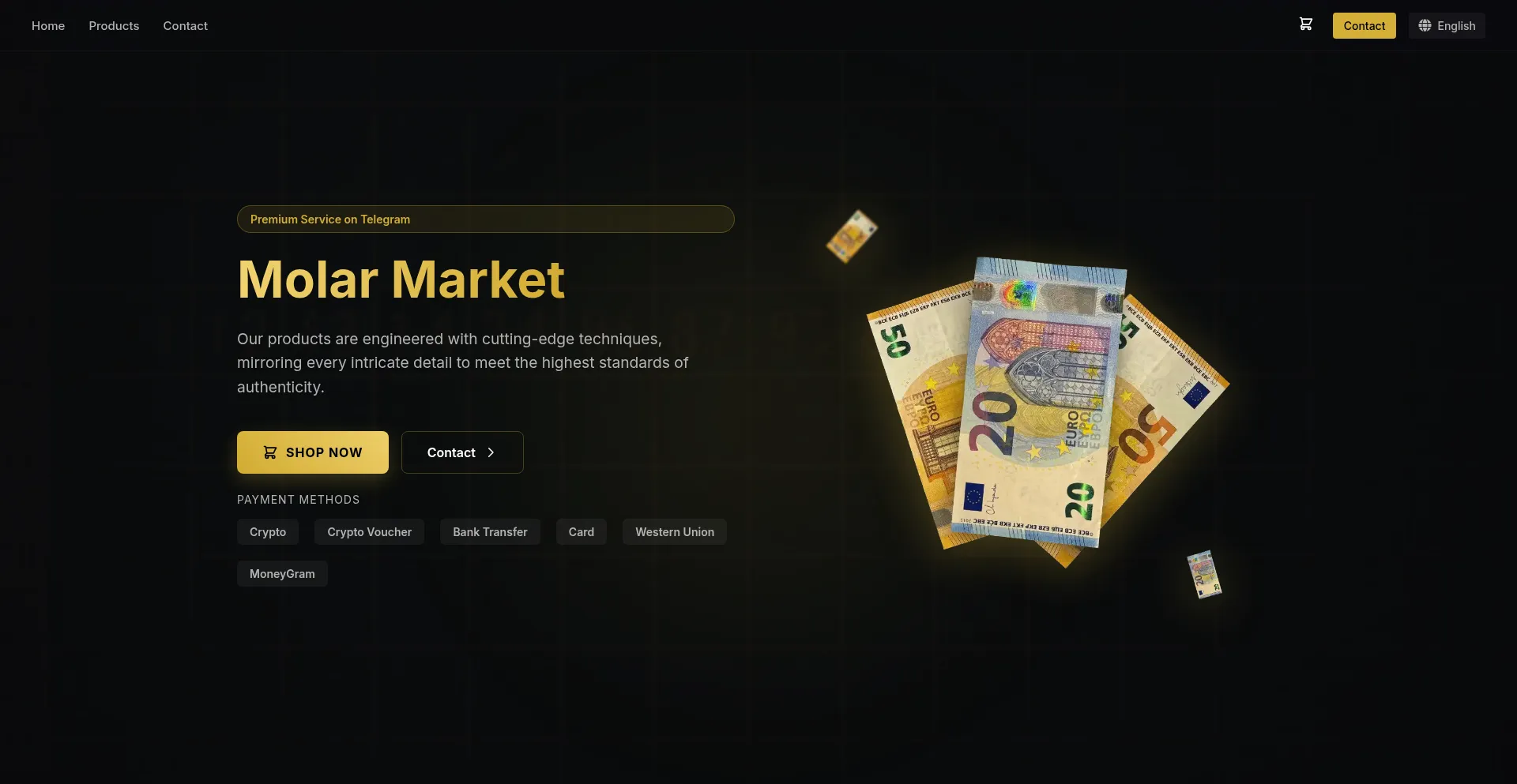 Website screenshot of Molarmarket.shop