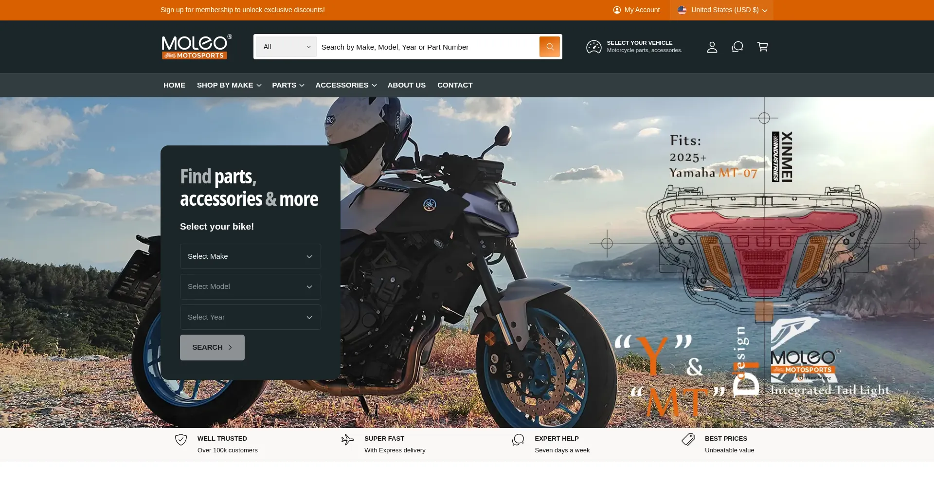 Website screenshot of Moleomoto.com