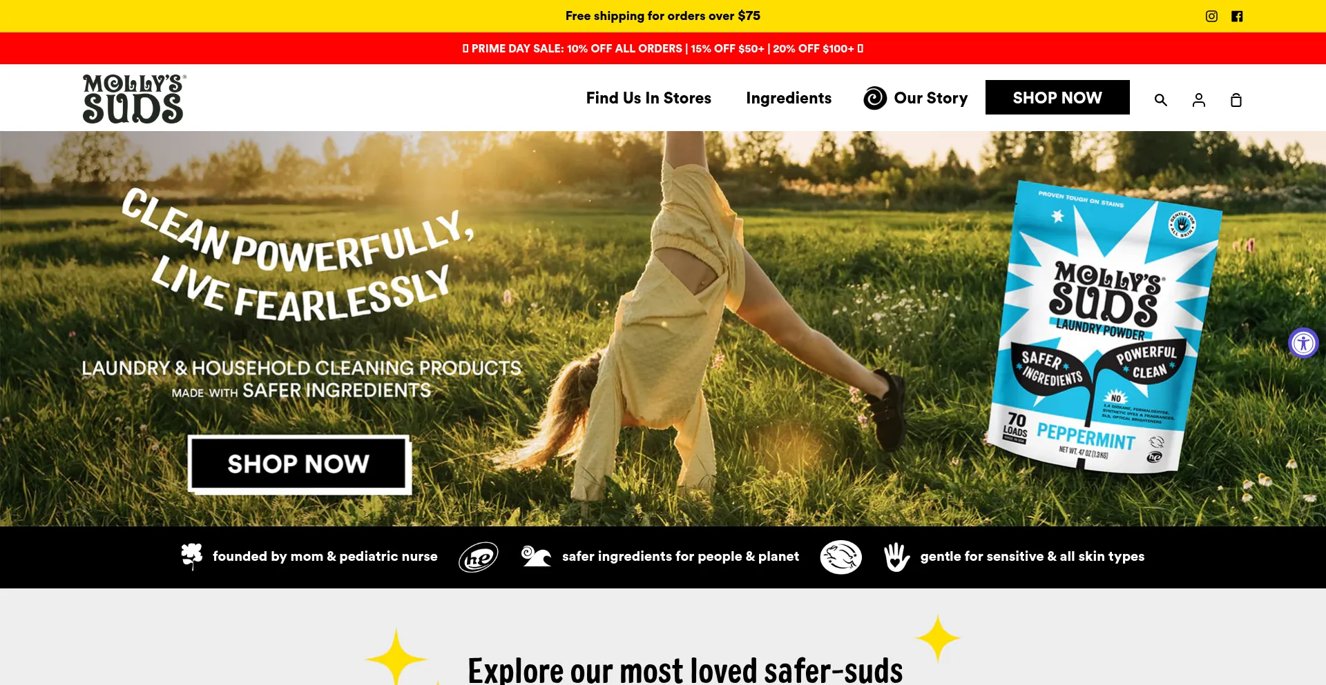 Website screenshot of Mollyssuds.com