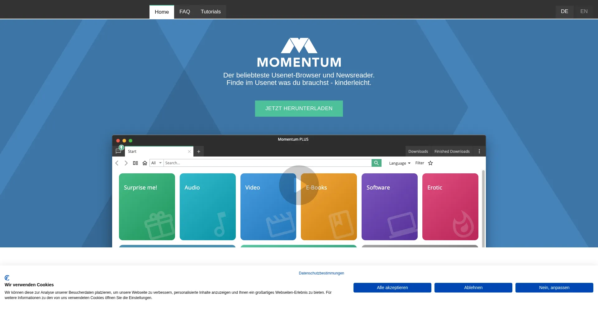 Momentum-client.com Screenshot