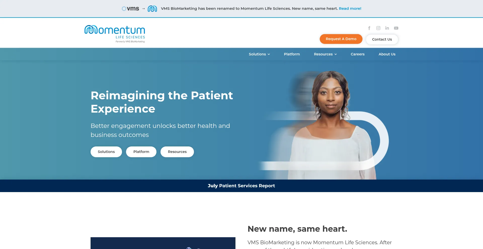 Website screenshot of Momentumls.com