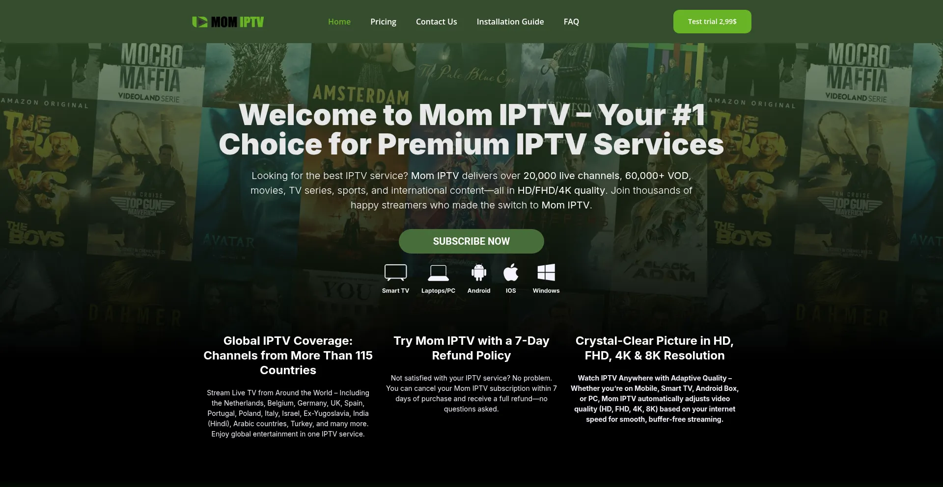 Website screenshot of Momiptvtv.com
