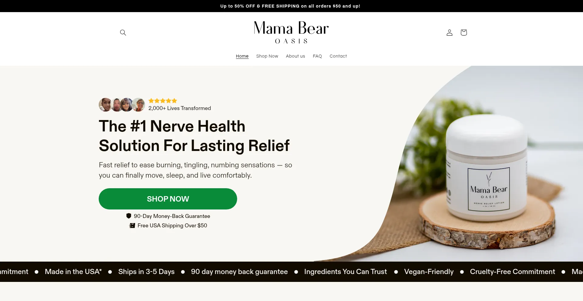 Website screenshot of Mommabearoasis.com