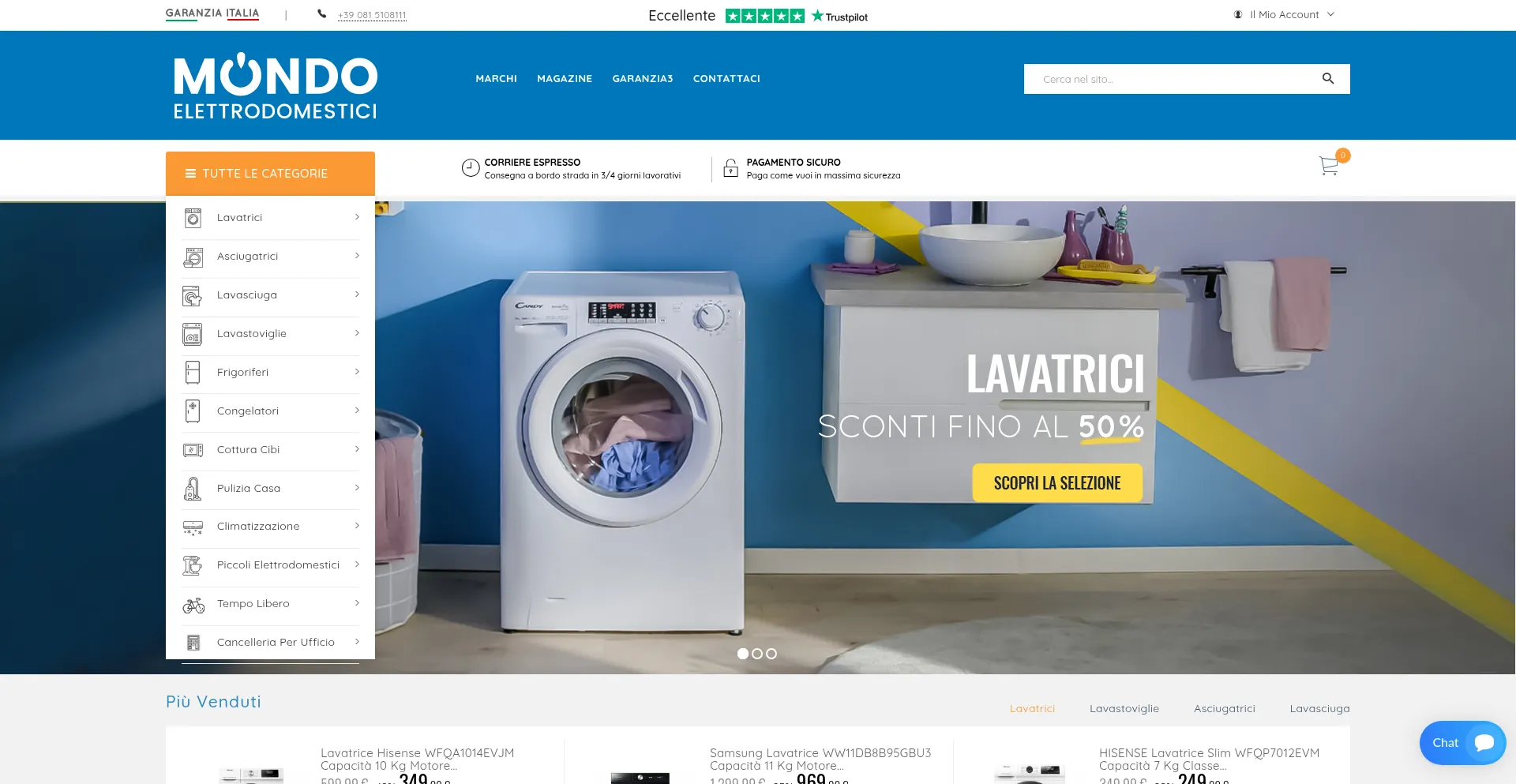 Website screenshot of Mondoelettrodomestici.com