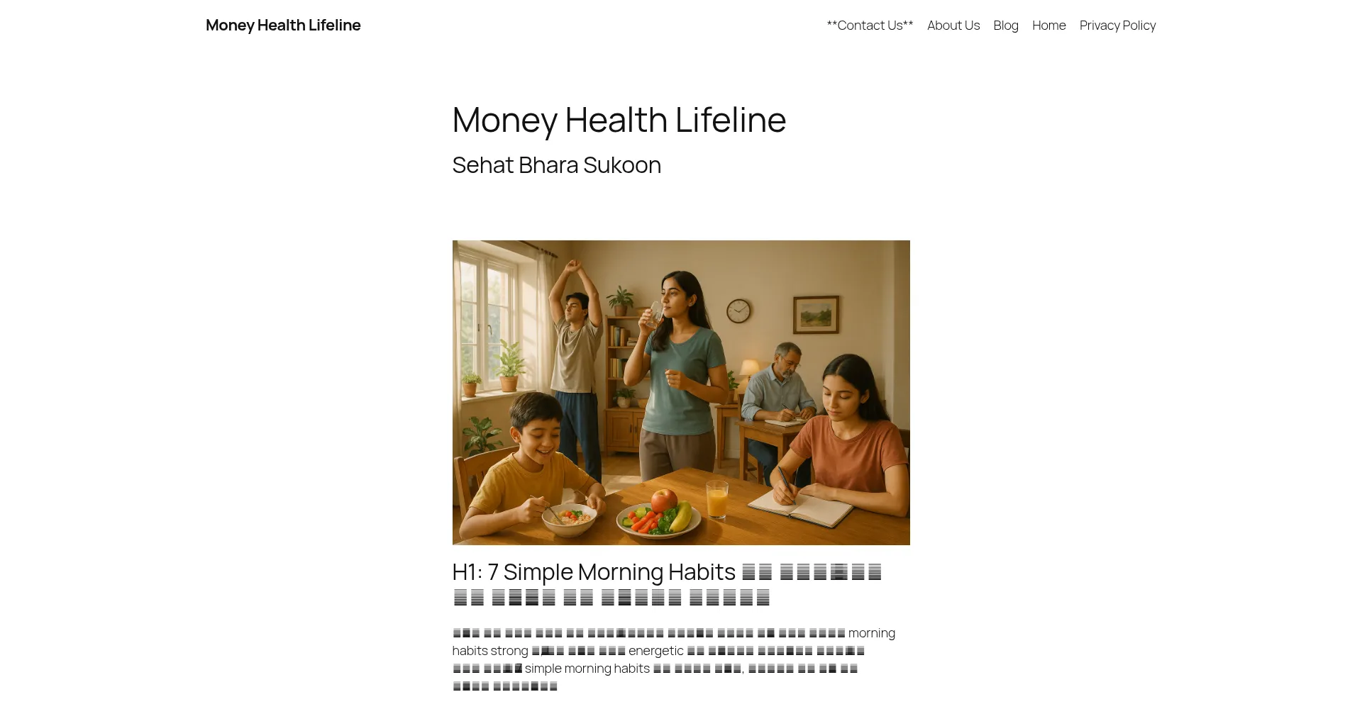 Website screenshot of Moneyhealthlifeline.com