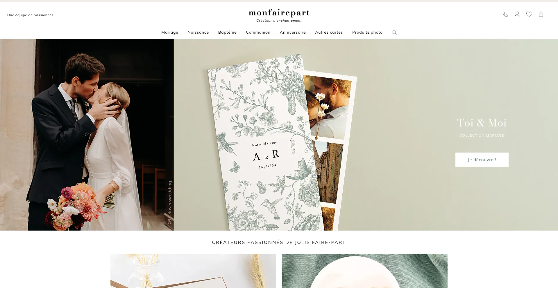 Website screenshot of Monfairepart.com