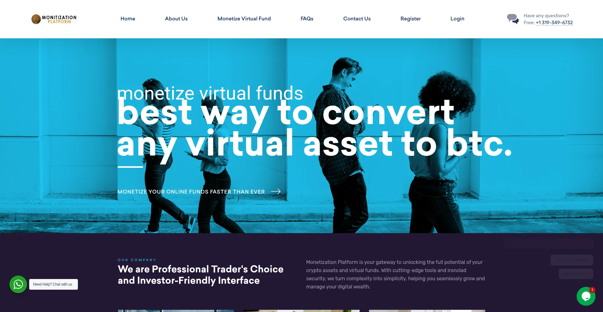 Website screenshot of Monitizationplatform.com