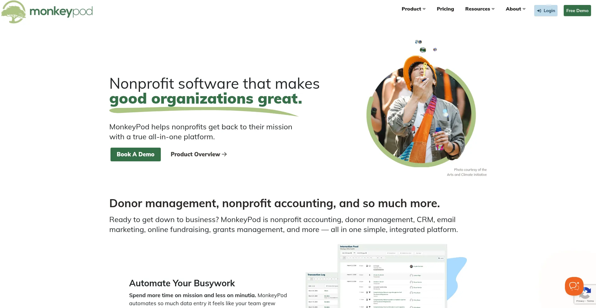 Website screenshot of Monkeypod.com