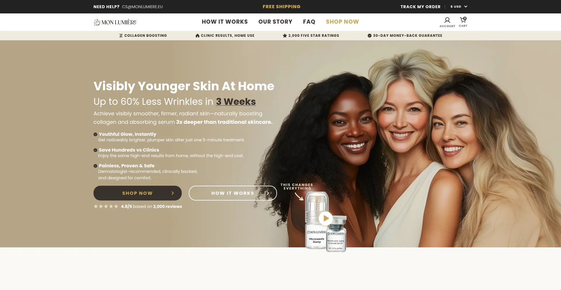 Website screenshot of Monlumiere.eu