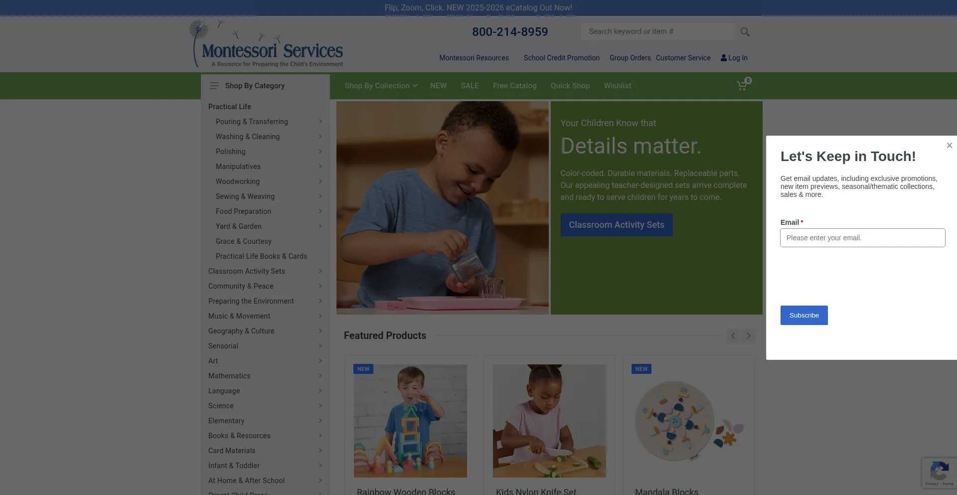 Website screenshot of Montessoriservices.com