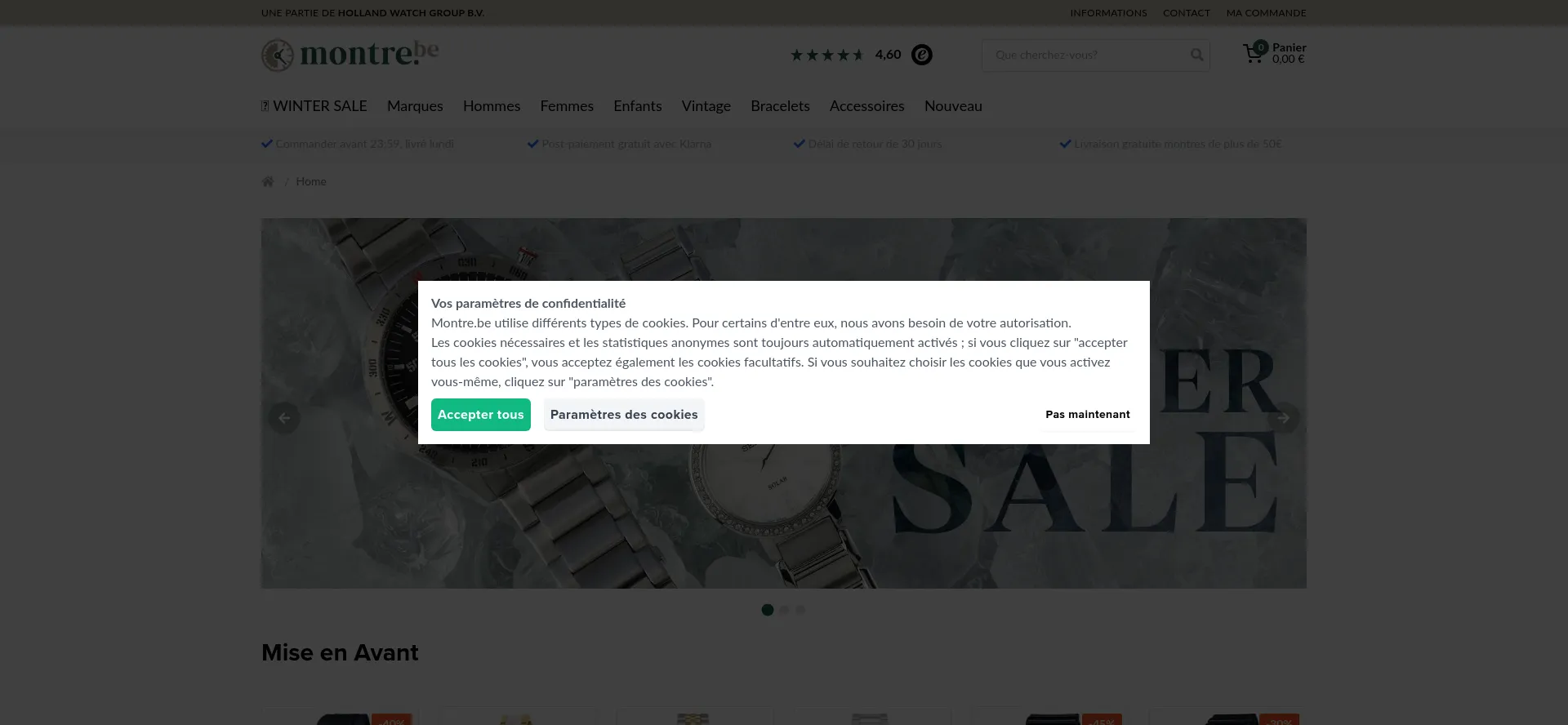 Website screenshot of Montre.be